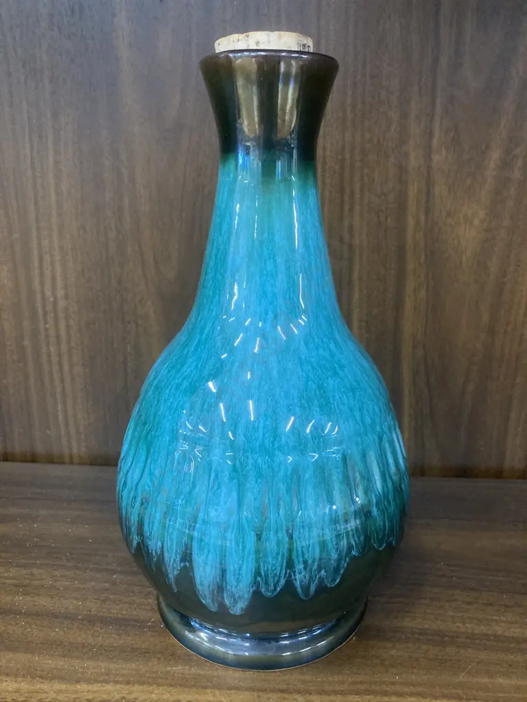 Vintage Blue Mountain Pottery Blue Green Drip Glaze Decanter With Stopper, H27cm Image 1++
