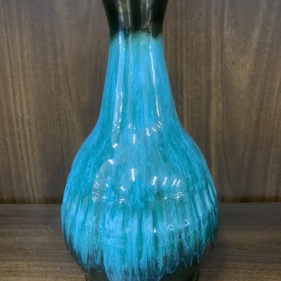 Vintage Blue Mountain Pottery Blue Green Drip Glaze Decanter With Stopper, H27cm