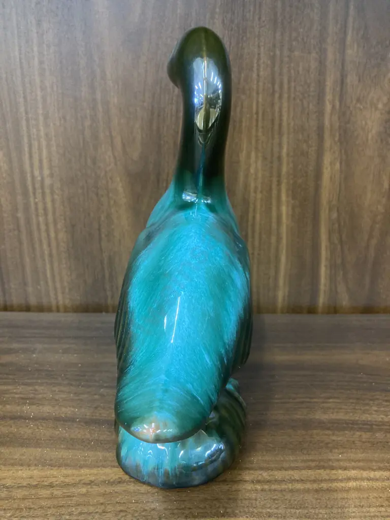 Vintage Blue Mountain Pottery Blue Green Drip Glaze Duck, H23cm Image 1++
