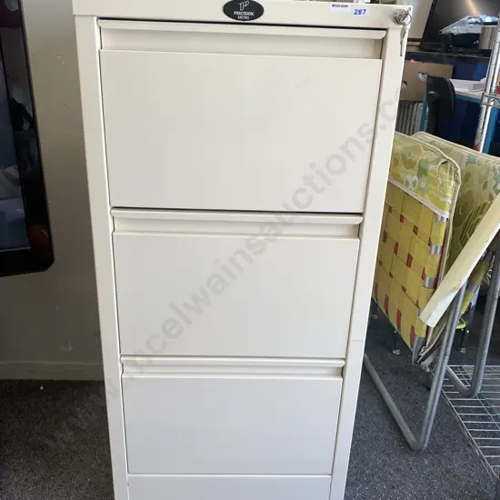 Cream Colour Precision Metro 3 Drawer Metal Filing Cabinet With Key