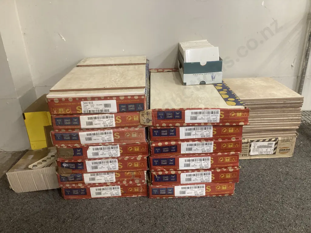 Tiles, Assorted 12 Boxes Daino Beige 33x60, White Square, Border Tiles, Ceramiche Piemme Etc Image 1++