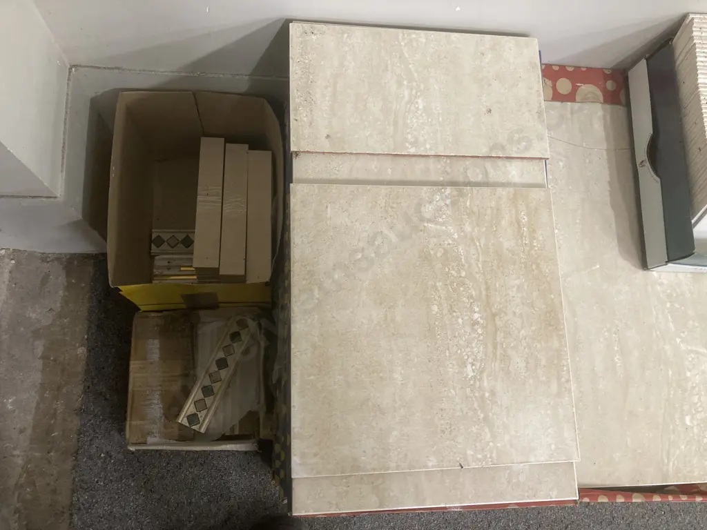 Tiles, Assorted 12 Boxes Daino Beige 33x60, White Square, Border Tiles, Ceramiche Piemme Etc Image 1++