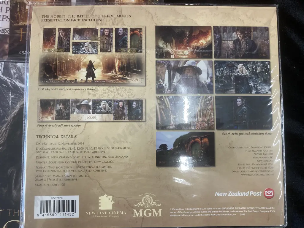 NZ Post Stamps - The Hobbit Battle Of The Five Armies & The Desolation Of Smaug Presentation Packs (Sealed) Image 1++