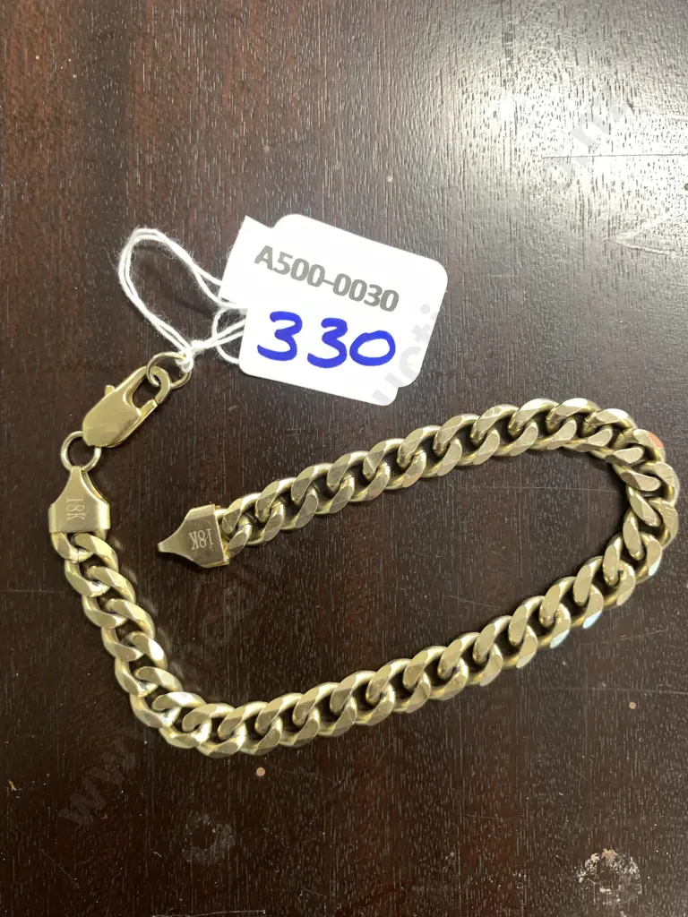 Flat Chain Link Bracelet Stamped 18K On Clasp (Clasp Needs Repair) Image 1++