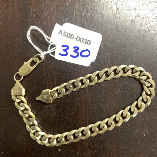 Flat Chain Link Bracelet Stamped 18K On Clasp (Clasp Needs Repair)