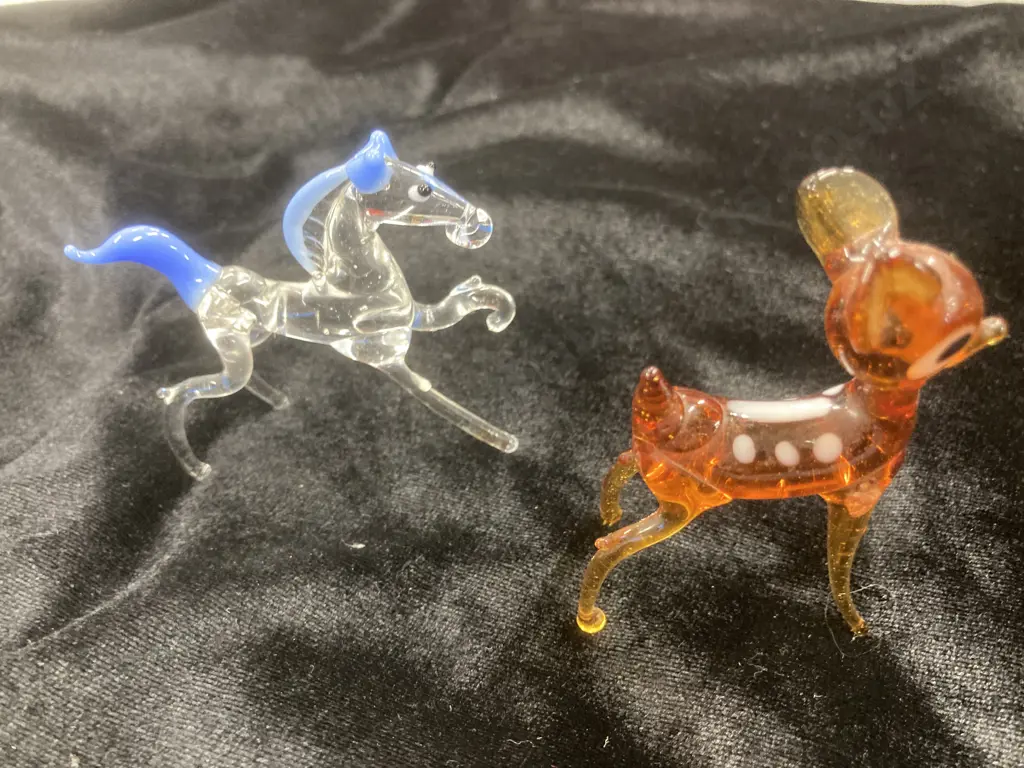 Vintage Miniature Hand Blown Murano? Glass Horse & Deer Image 1++