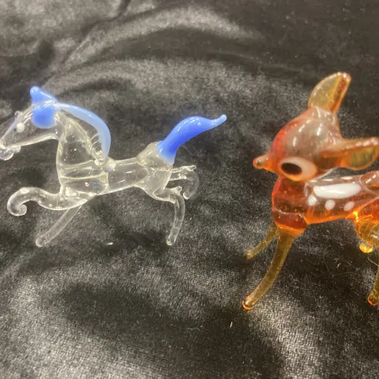 Vintage Miniature Hand Blown Murano? Glass Horse & Deer