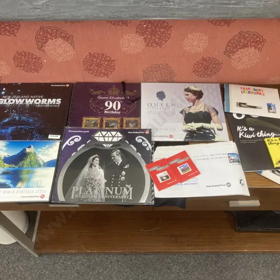 NZ Post Presentation Packs x Five - Native Glowworms, NZ Unesco World Heritage Sites, Platinum Wedding Anniversary