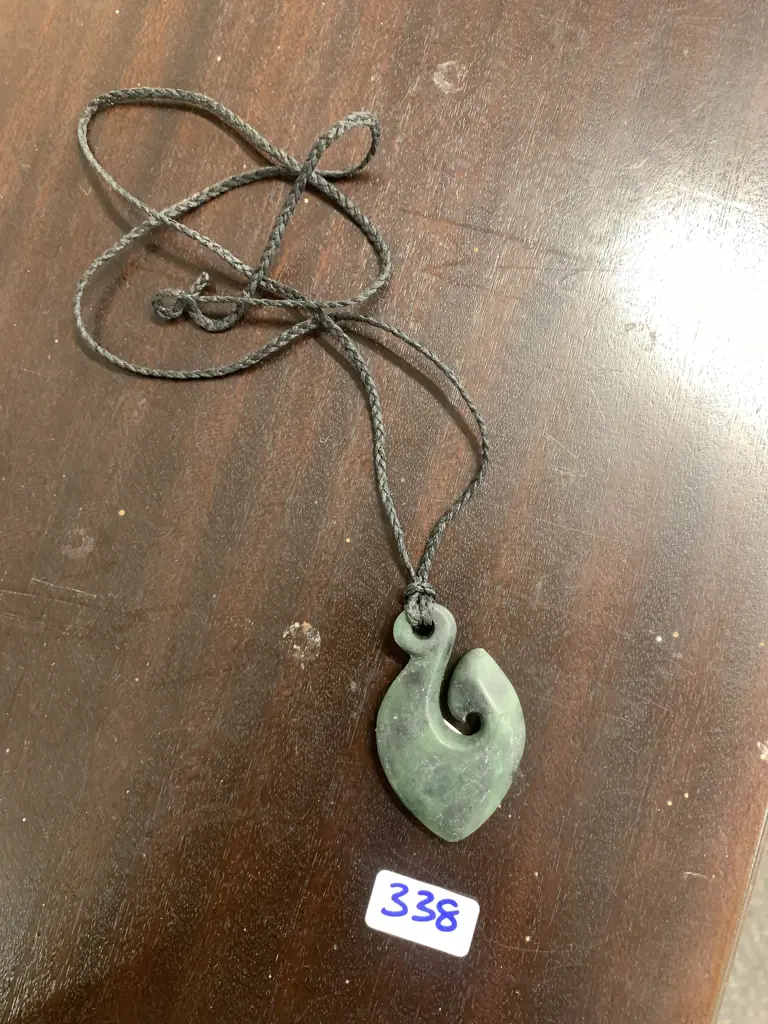 Pounamu Fish Hook Necklace, 50mm x 35mm Image 1++