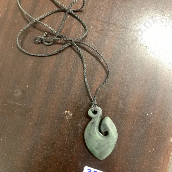 Pounamu Fish Hook Necklace, 50mm x 35mm