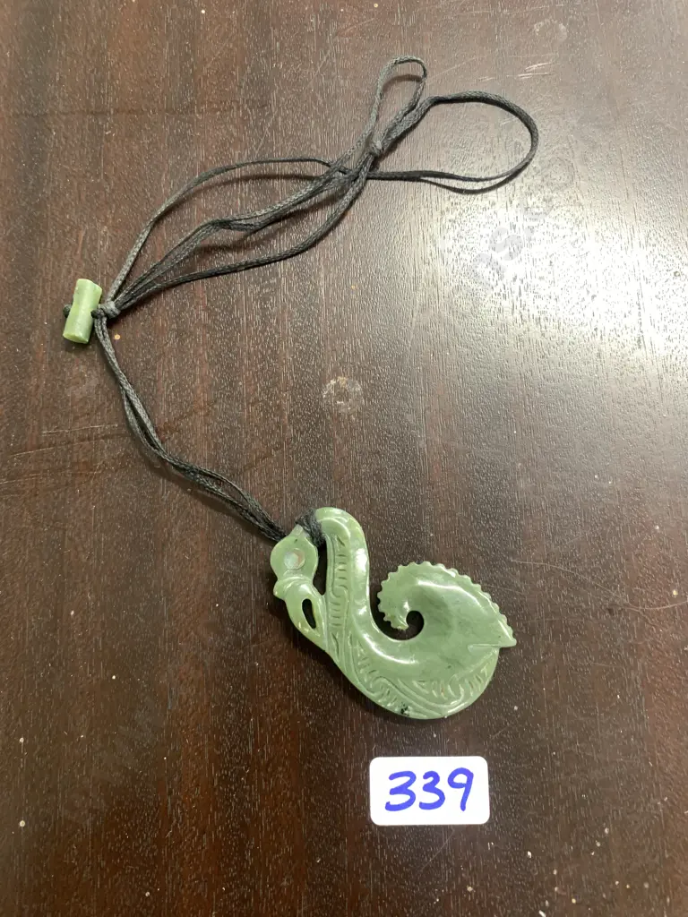 Pounamu Necklace, 50 x 35mm, Paua Eyes Image 1++