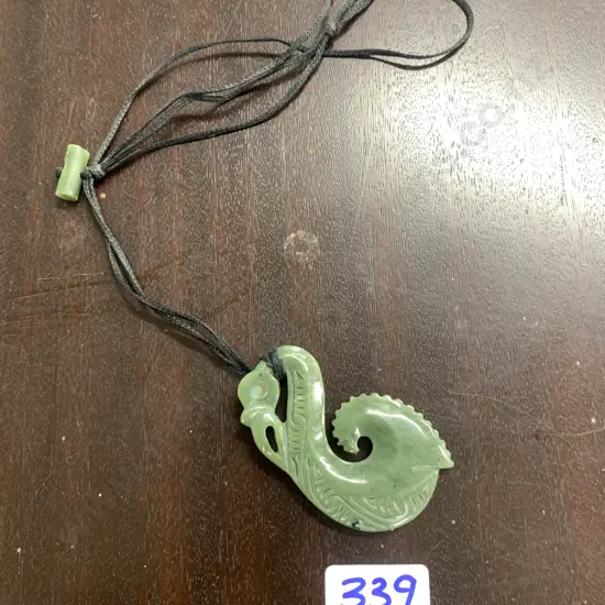 Pounamu Necklace, 50 x 35mm, Paua Eyes