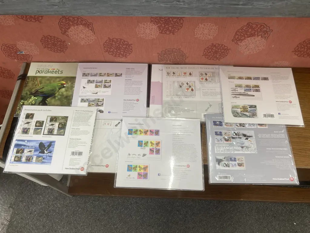 NZ Post Presentation Packs x Nine - Recovering Native Birds, Kakariki, Predator Free 2050, Endangered Seabirds, Image 1++