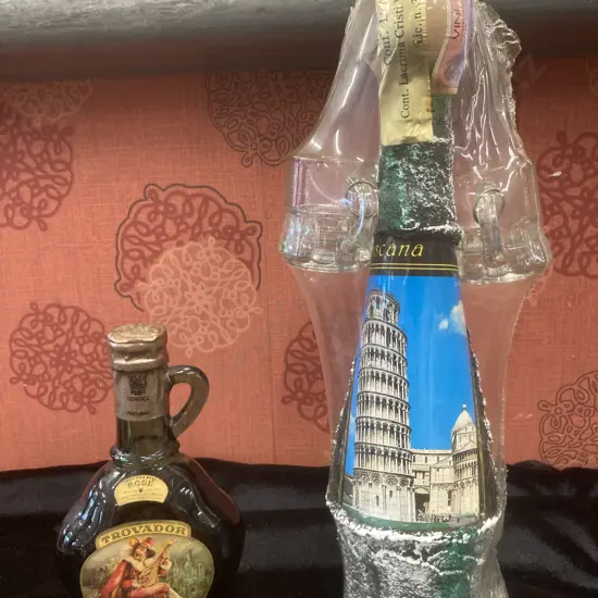 Vintage Trovador Borges Rose Portugal Green Glass Wine Bottle, Mid Century