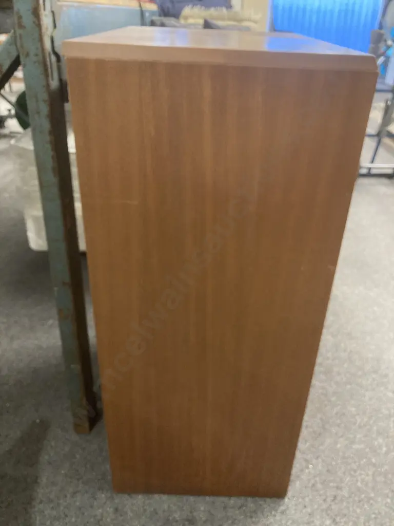 Mahogany Five Drawer Tallboy, Round Wooden Handles, H92 L58.5 D40cm Image 1++