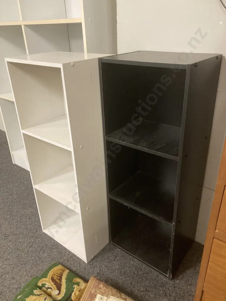 White 8 Cube Shelf Unit, 173 x 82cm With 1 Black & 1 White 2 Shelf Units Image 1++