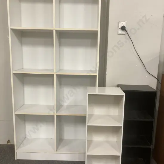 White 8 Cube Shelf Unit, 173 x 82cm With 1 Black & 1 White 2 Shelf Units
