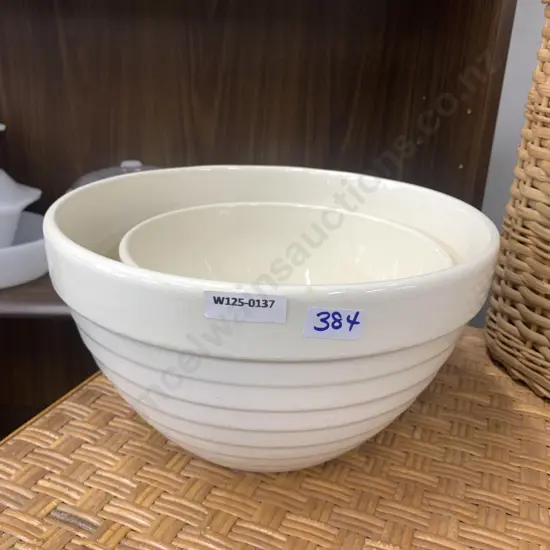 Large & Small Vintage Cream Mixing Bowls