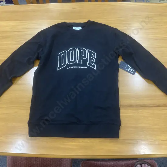 New DOPE Arch Sports Crewneck, Black / White, Size M