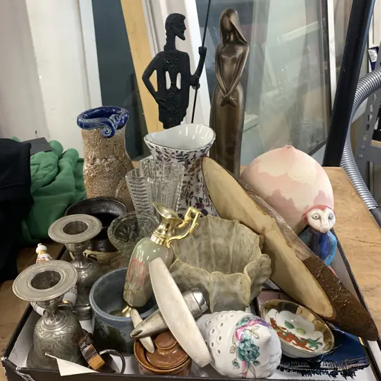 Selection of Pottery, Glassware, Ornaments, Bell Candle Holders Etc