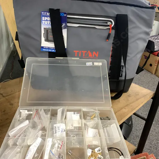 New Titan Deep Freeze Tote & Assortment Of Jewellery Making Items In Plastic Storage Box