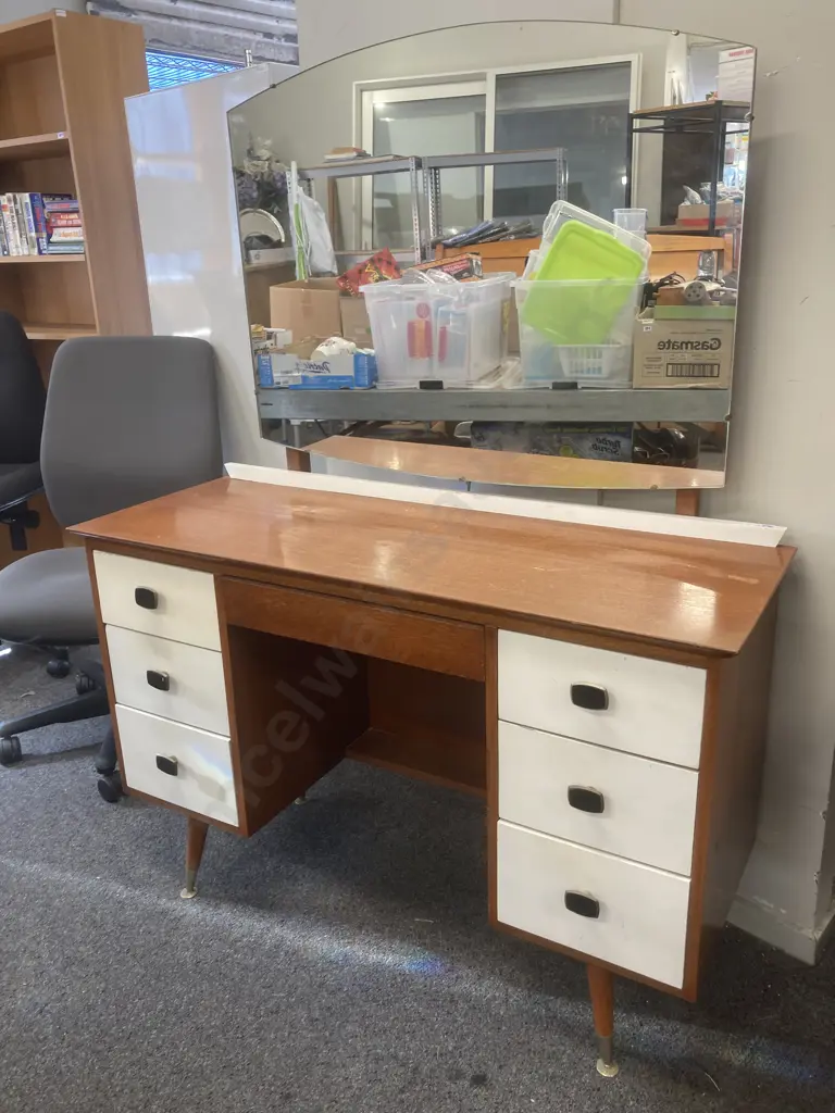 Mid Century 7 Drawer Dressing Table H150cm ,L114cm, D42cm. Image 1++