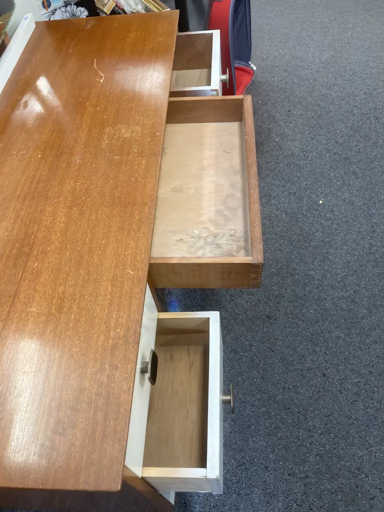 Mid Century 7 Drawer Dressing Table H150cm ,L114cm, D42cm. Image 1++