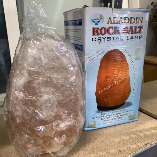 Vintage Aladdin Rock Salt Crystal Lamp H16cm, L22cm.
