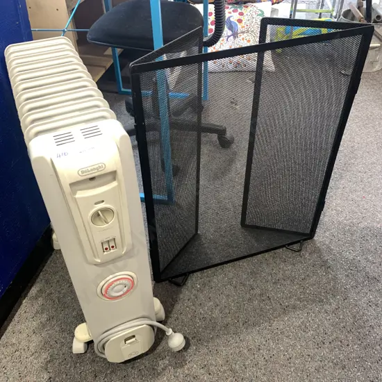Delonghi 11 Fin Oil Heater, Black Mesh Fire Screen