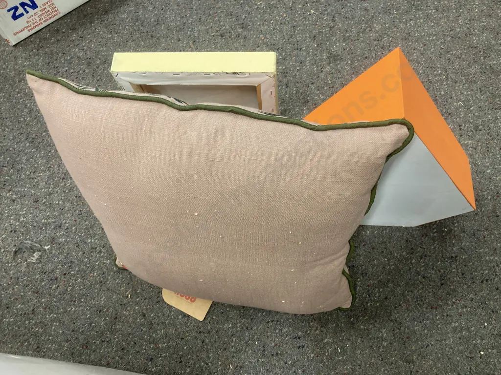 Nood Designer Palm Tree Cushion, 45cm x 45cm, Living & Co Orange Diamond Shape Shelf, 'Cup' Picture On Canvas Image 1++