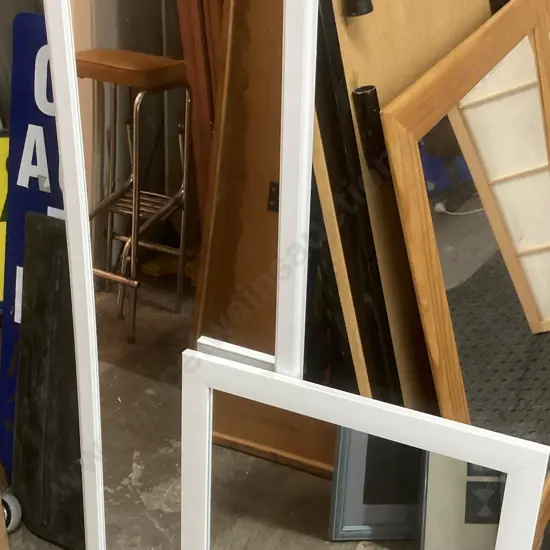 Pair Of White Framed Mirrors, 27 x 36cm & 57 x 47cm