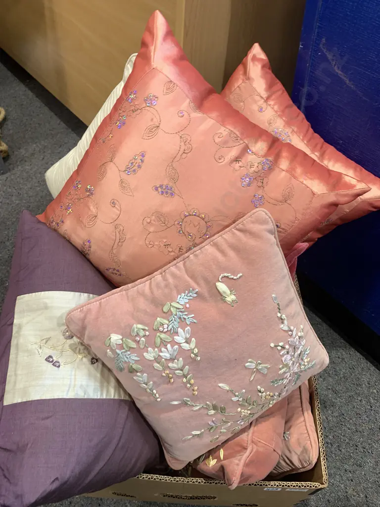 Selection of Square Cushions, Pink Tones Image 1++