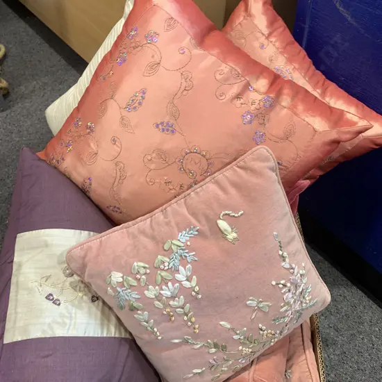 Selection of Square Cushions, Pink Tones