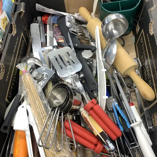 Box Lot of Kitchen Utensils