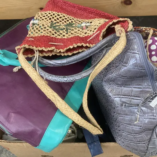 Box Lot Of Vintage Handbags Etc