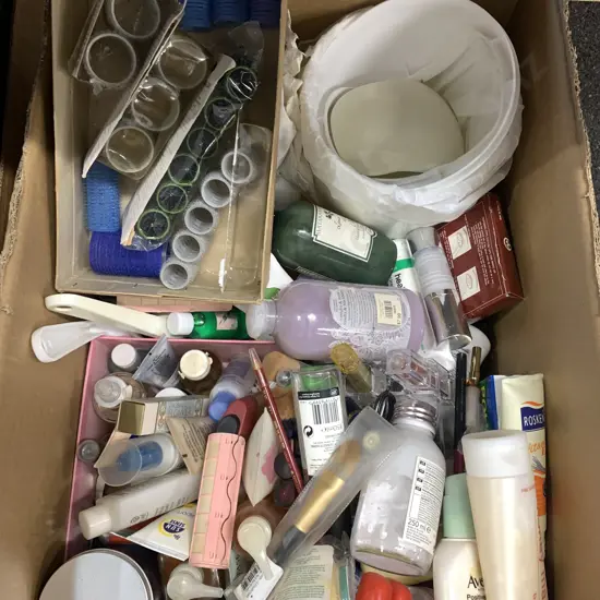 Selection of Beauty Items, Hair Rollers, Makeup Brushes Etc