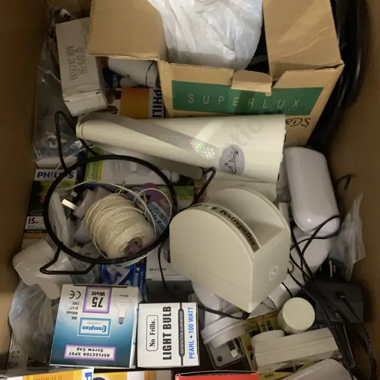 Box lot Light Bulbs, Shooaway Etc