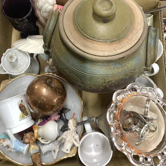 Box Lot Assorted China & Crockery Including Royal Worcester, Crown Lynn Etc
