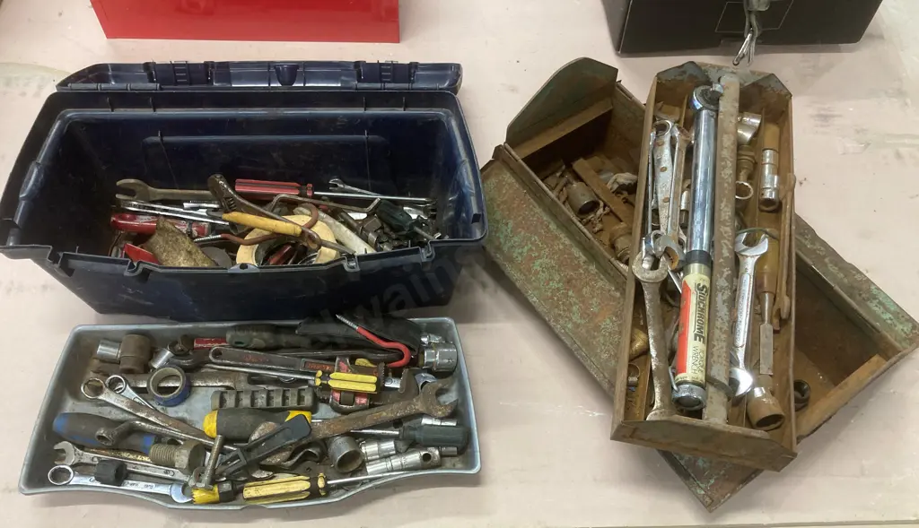 Keter Toolbox & Tools With A Green Steel Toolbox, Sockets, Spanners. Torque Wrench Etc Image 1++