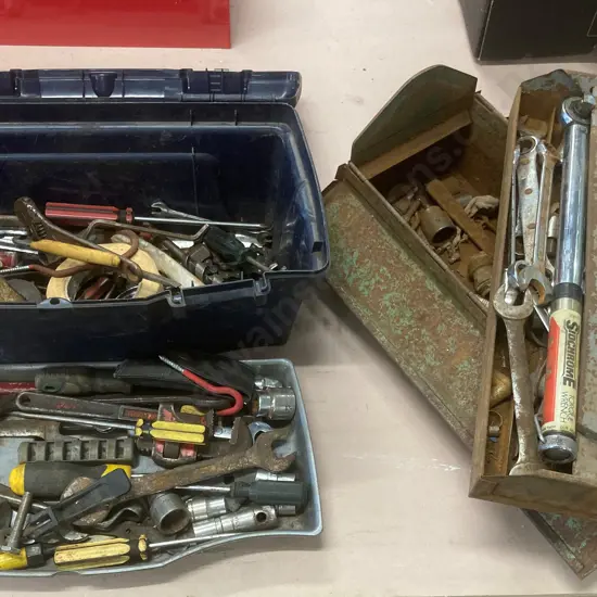Keter Toolbox & Tools With A Green Steel Toolbox, Sockets, Spanners. Torque Wrench Etc