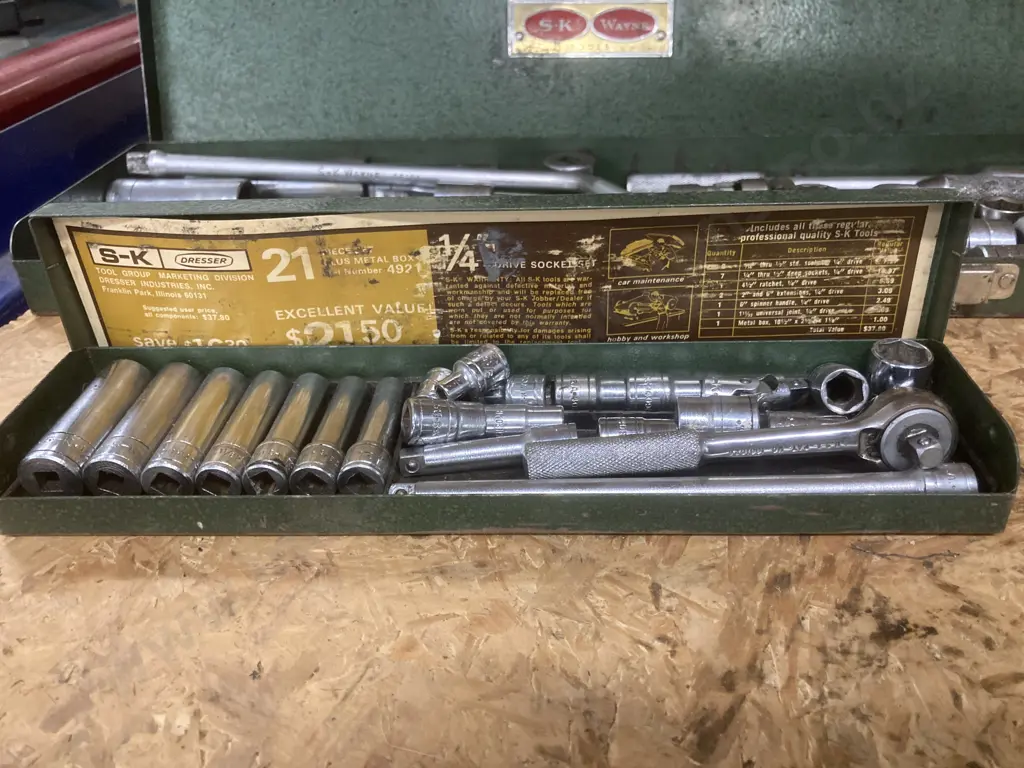 Vintage S-K Dresser Socket Set In Steel Case & Assorted Sockets In A S-K Wayne Steel Case Image 1++