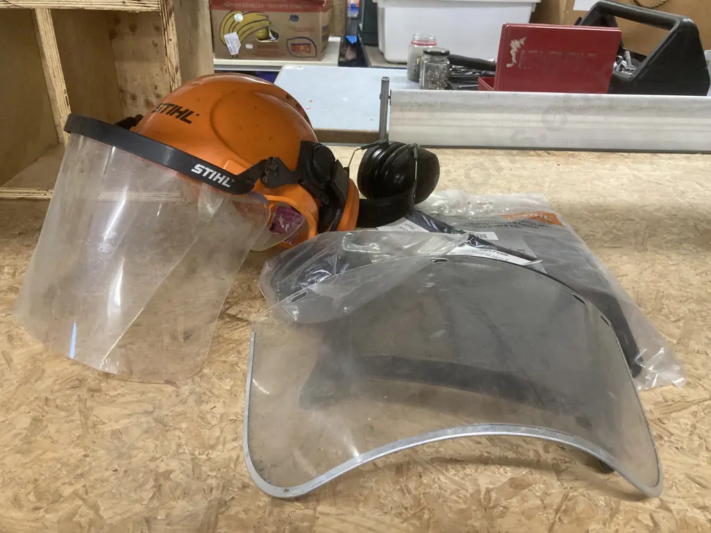 Stihl ComfortMax Helmet & Ear Protectors, Spare Visors, Peltor Ear Muffs With Hygiene Pack Etc Image 1++