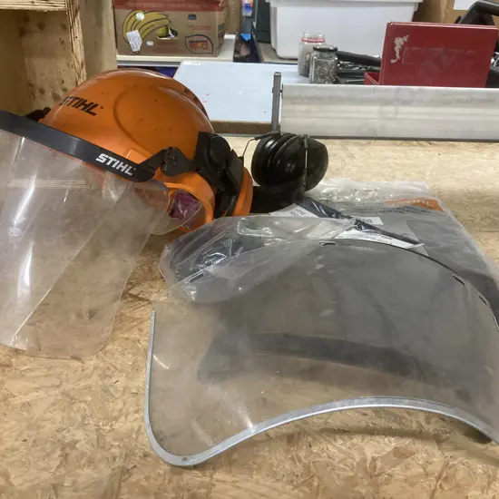 Stihl ComfortMax Helmet & Ear Protectors, Spare Visors, Peltor Ear Muffs With Hygiene Pack Etc