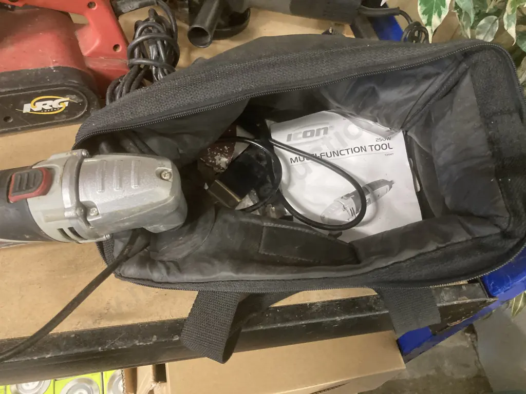 Power Tools x 6, Hot Air Gun, Icon MFT In Bag, Hitachi Jigsaw Etc Image 1++