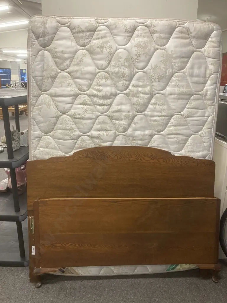 Double Bed Oak Headboard And Tail Ends With Double Pillow Top Medi - Coil Prism 660, Windsor Orthopedic Back Care Image 1++