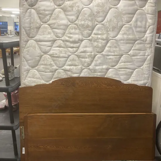 Double Bed Oak Headboard And Tail Ends With Double Pillow Top Medi - Coil Prism 660, Windsor Orthopedic Back Care