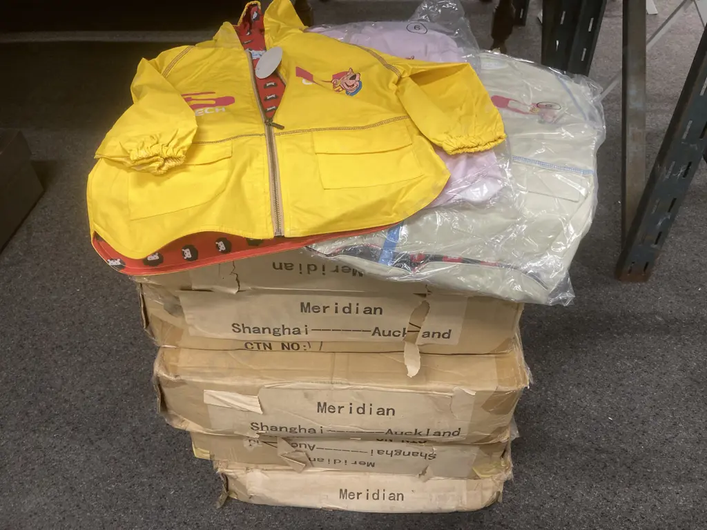 New Kids Hooded Lined Jackets, Zip Front, Asstd Yellow, Pink, Ivory, 5 x Boxes of 16, Sz 3, 4, 5, 6, Raincoat Weight Image 1++