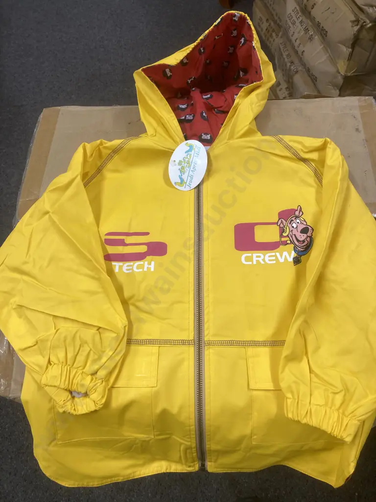 New Kids Hooded Lined Jackets, Zip Front, Yellow, 5 x Boxes of 16, Sz 3, 4, 5, 6, Raincoat Weight Image 1++