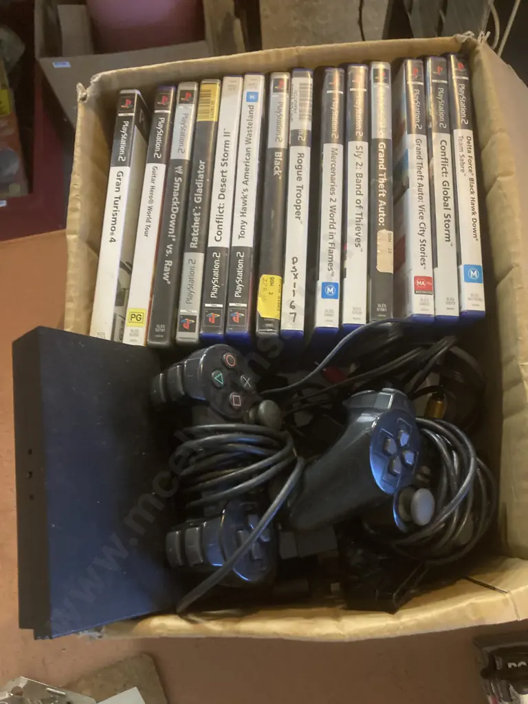 PS2 Console With Two Controllers And Fourteen Games Image 1++