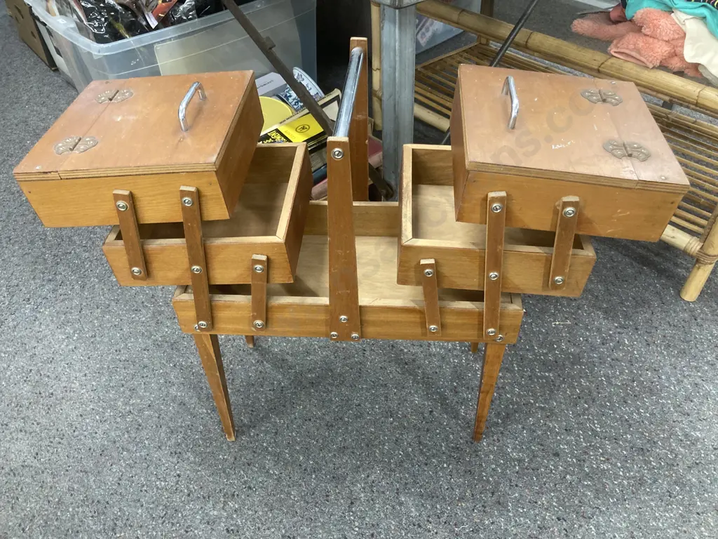 Vintage 5 Tier Cantilever Sewing Box Image 1++